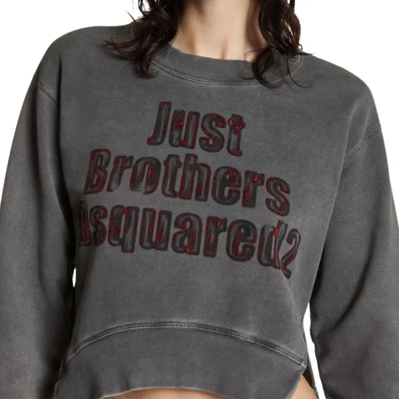 DSQUARED 2 Spray Dyed Round Rib Crewneck Sweatshirt-5