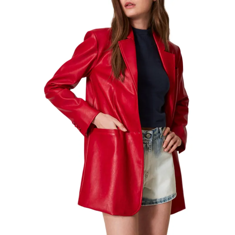 Twinset Faux leather Blazer-3