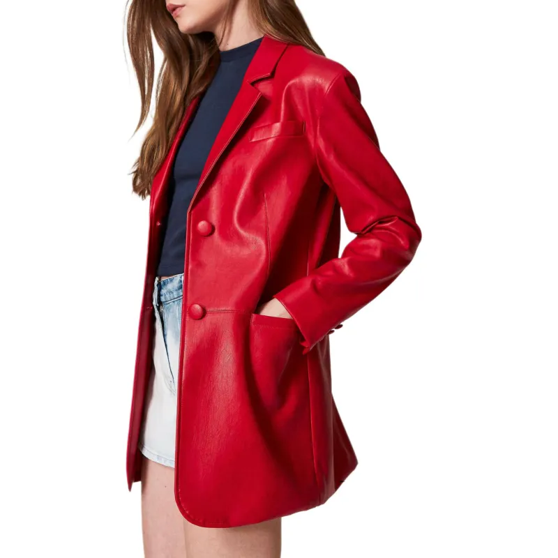 Twinset Faux leather Blazer-4