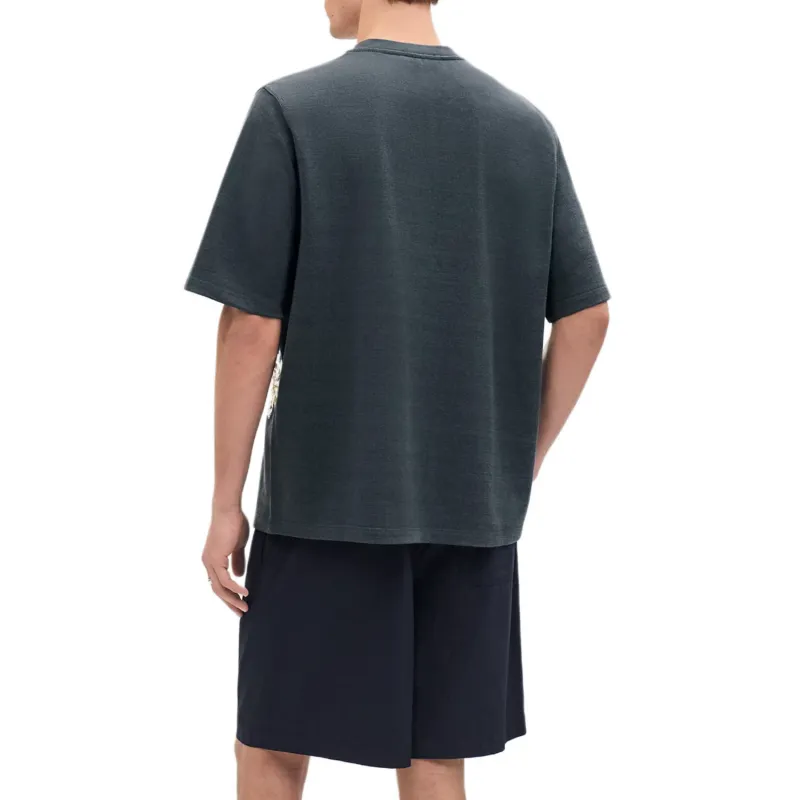 HERMES Fleurs Zigzag T Shirt Men's Orange-2