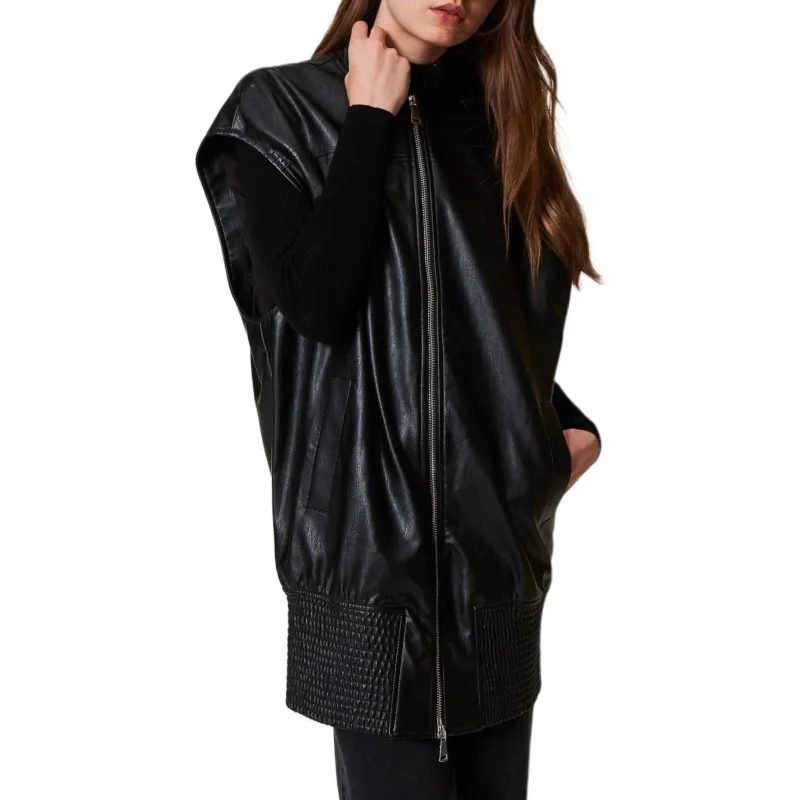 Twinset Faux leather Gillet-1