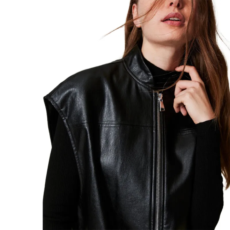 Twinset Faux leather Gillet-5