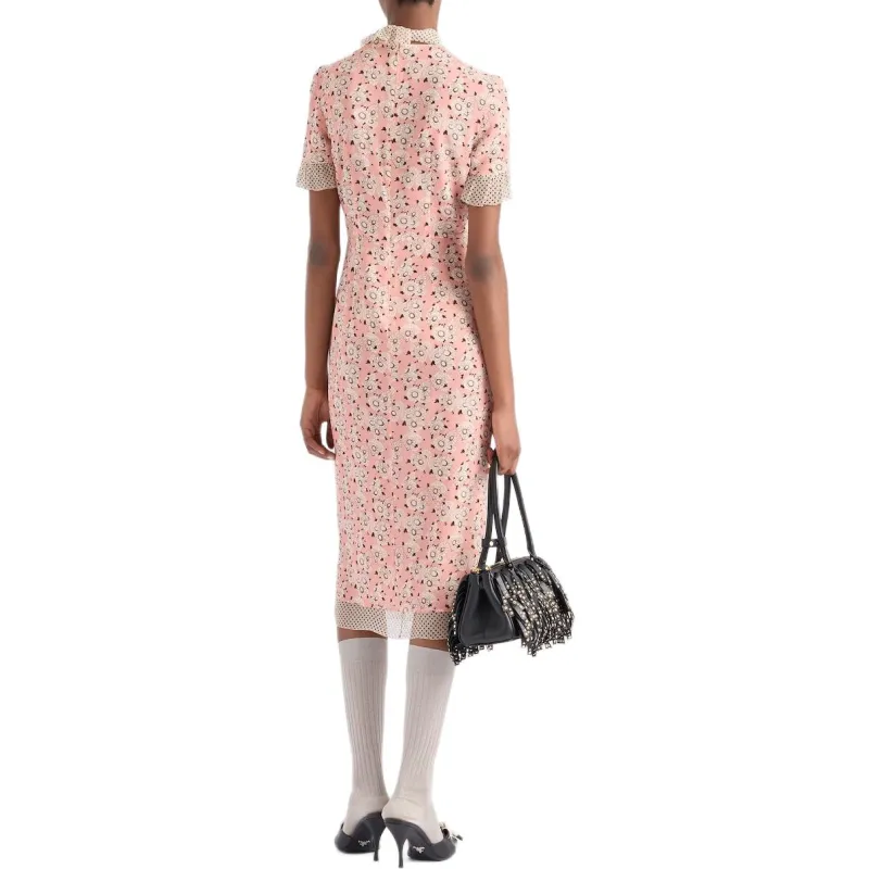 PRADA SS25 Short Sleeved Dress Women's Tea Flower-2