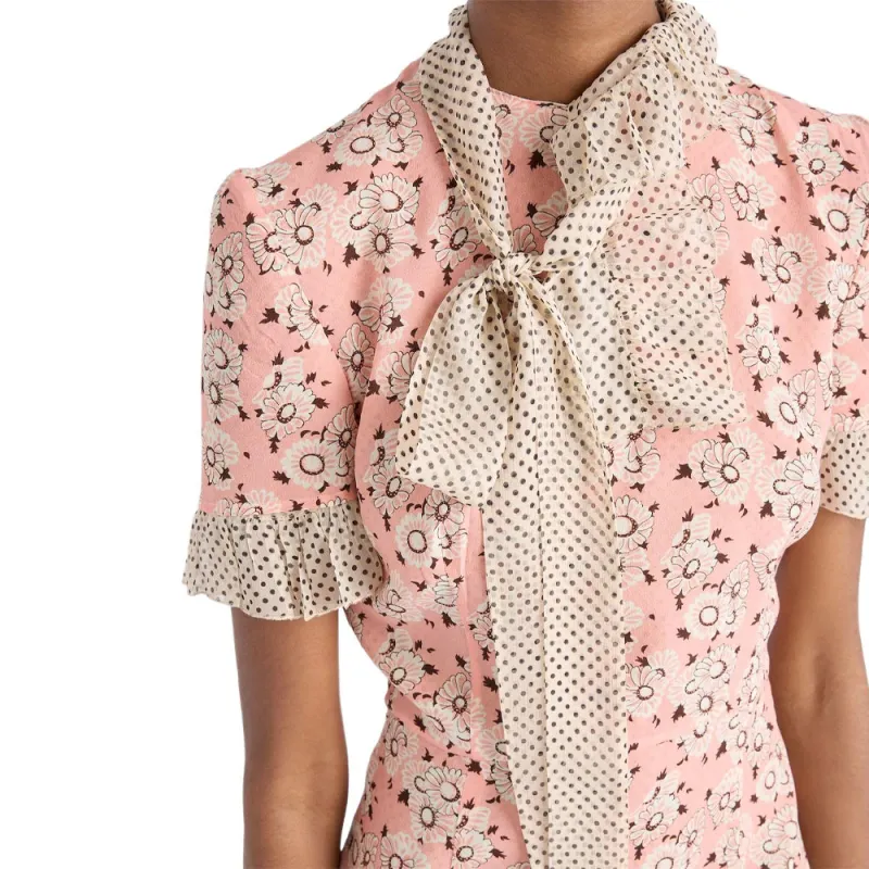 PRADA SS25 Short Sleeved Dress Women's Tea Flower-4