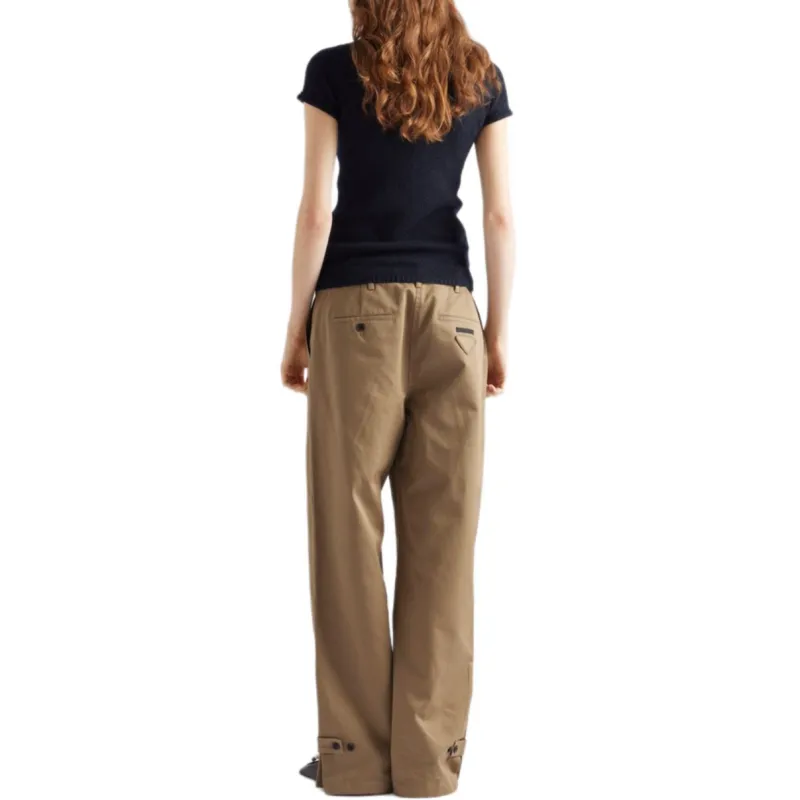 PRADA SS25 Casual Pants Women's Mud Gray-2