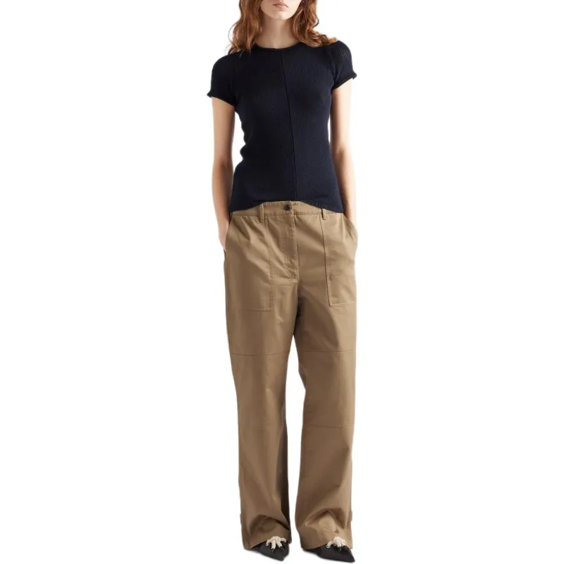PRADA SS25 Casual Pants Women's Mud Gray-1