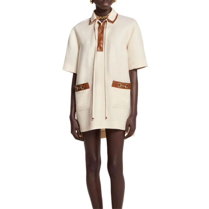 GUCCI FW25 Short Sleeved Dress Women's Ivory-1