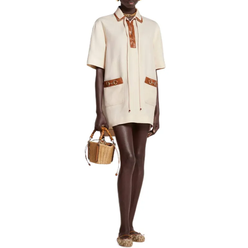 GUCCI FW25 Short Sleeved Dress Women's Ivory-3