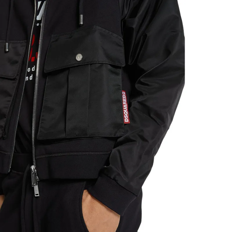 DSQUARED 2 Cropped Relax Fit Utility Hoodie-4