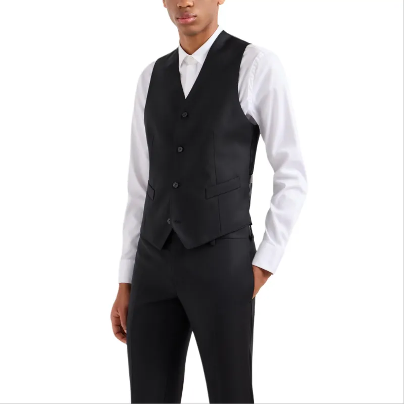 EMPORIO ARMANI Single breasted Worsted Virgin wool Gilet-1