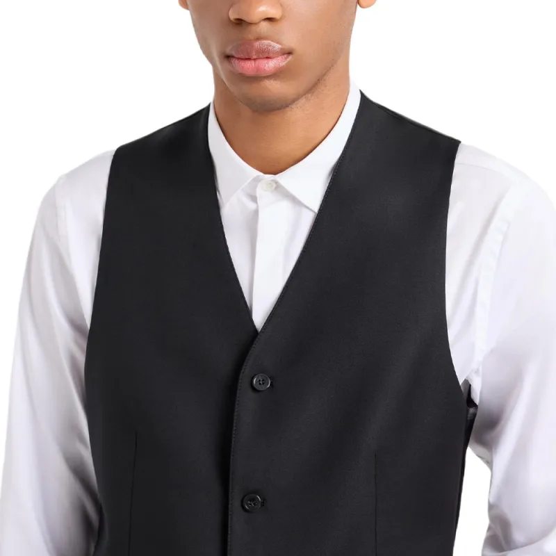 EMPORIO ARMANI Single breasted Worsted Virgin wool Gilet-4
