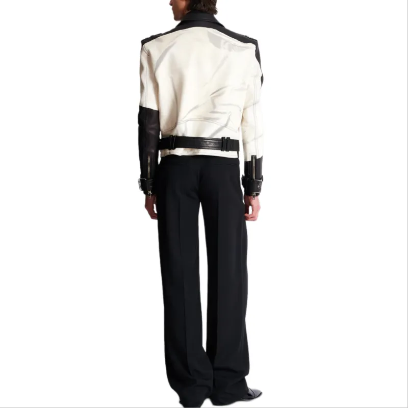 BALMAIN Leather Jacket Men's Black-4