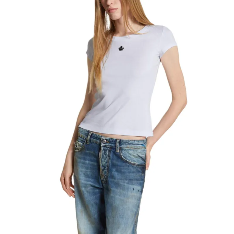 DSQUARED 2 Leaf Logo Plaque Crewneck T Shirt-2