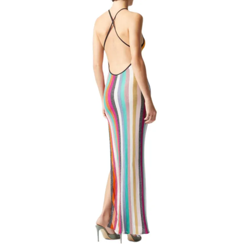 MISSONI Striped Ribbed Knit Lamé Long Dress-2