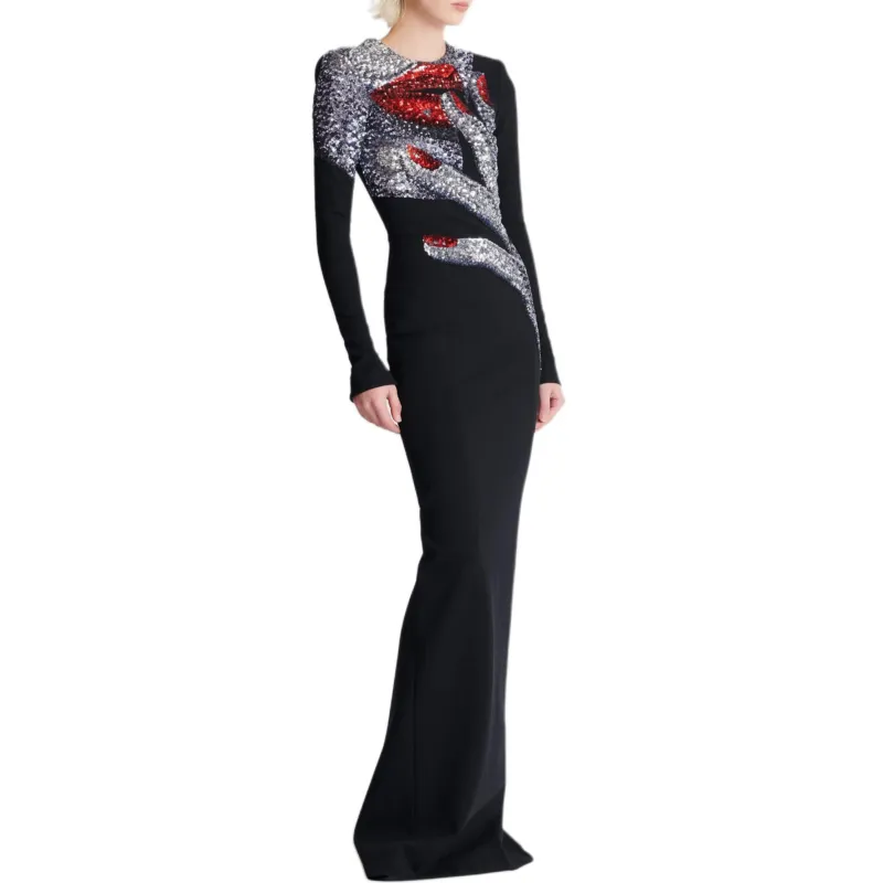 BALMAIN High Neck Maxi Dress-3