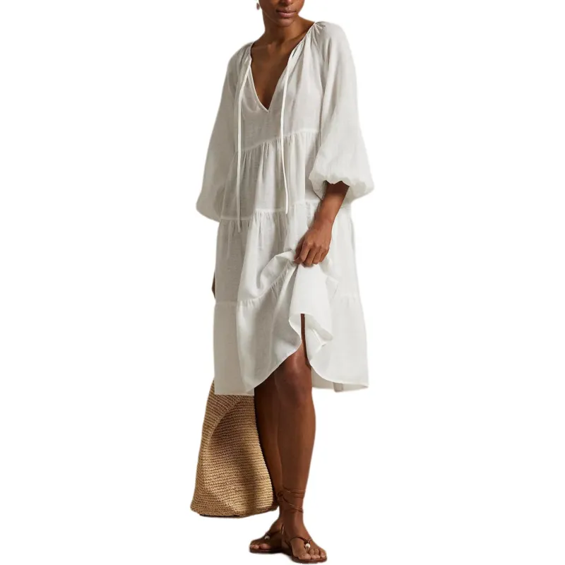Polo Ralph Lauren Long Sleeved Dresses Women's White-1