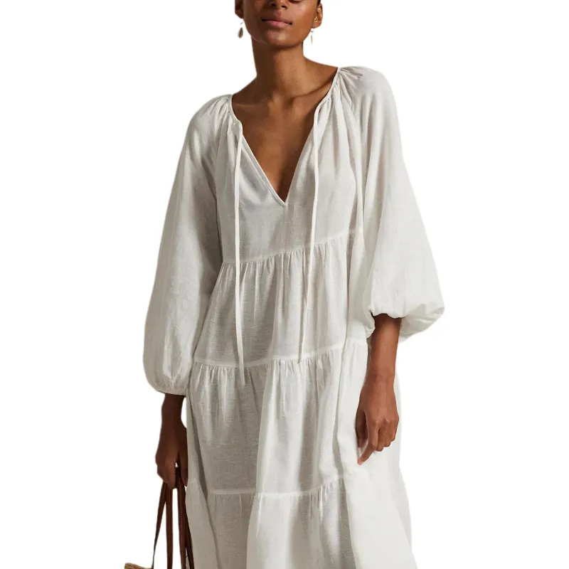 Polo Ralph Lauren Long Sleeved Dresses Women's White-3