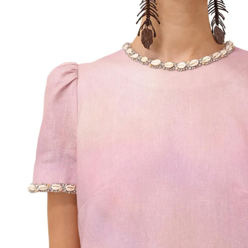 Zimmermann SS25 Short Sleeved Dress Women's Light Purple-6