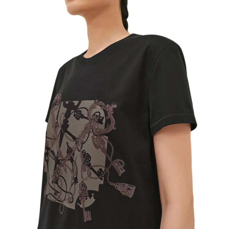 HERMES Short Sleeved Dress Women's Black-2