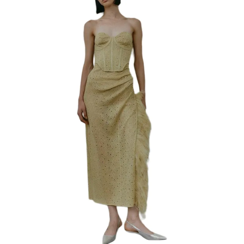 Antonino Valenti Casual Long Skirts Women's Light Yellow-1