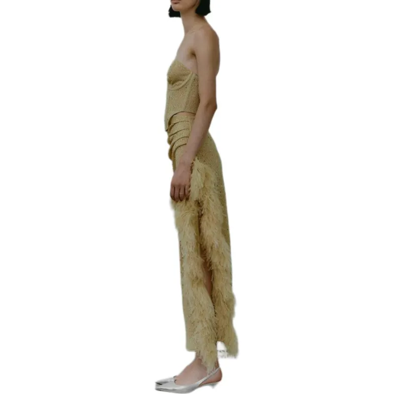 Antonino Valenti Casual Long Skirts Women's Light Yellow-2