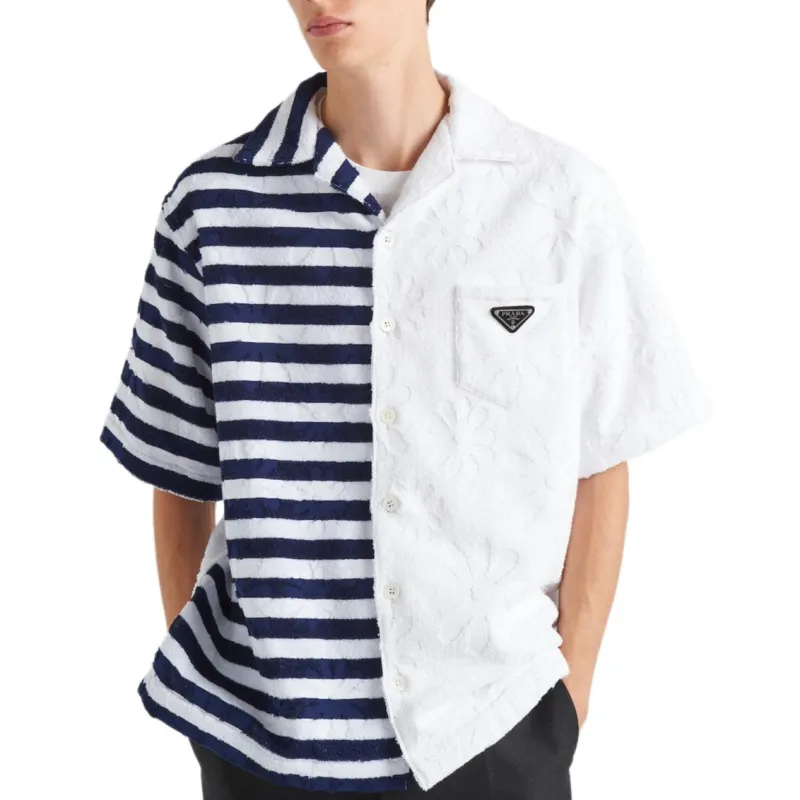 PRADA Shirts Men Blue With White Lettering-1