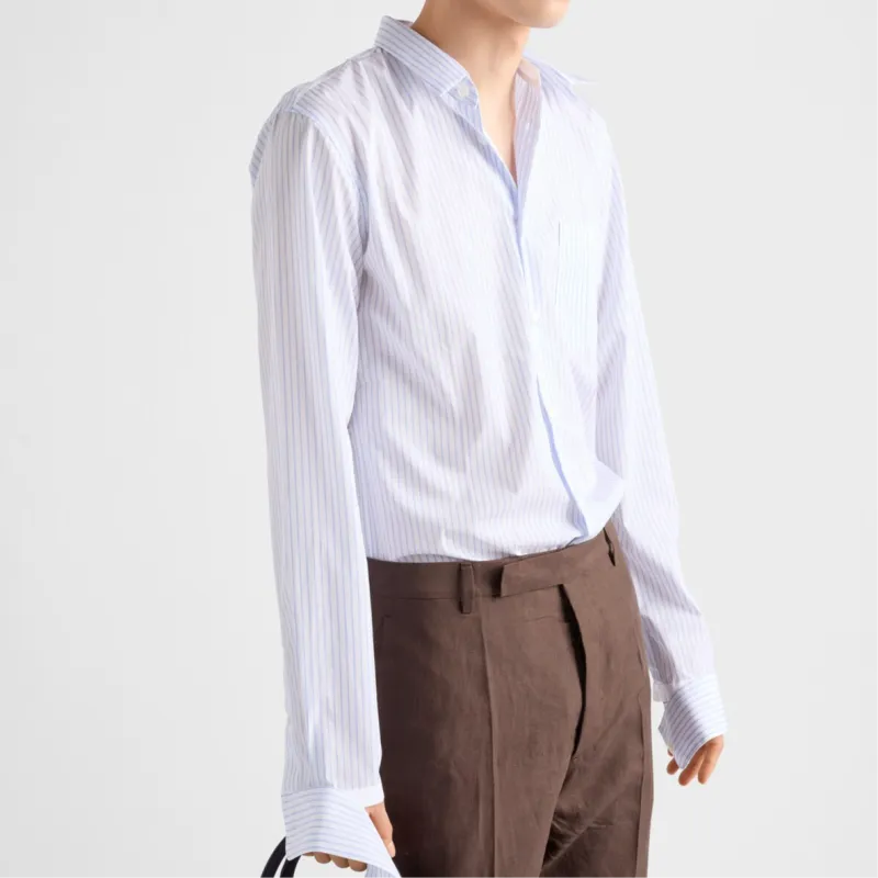 PRADA Shirts Men Blue With White Lettering-3