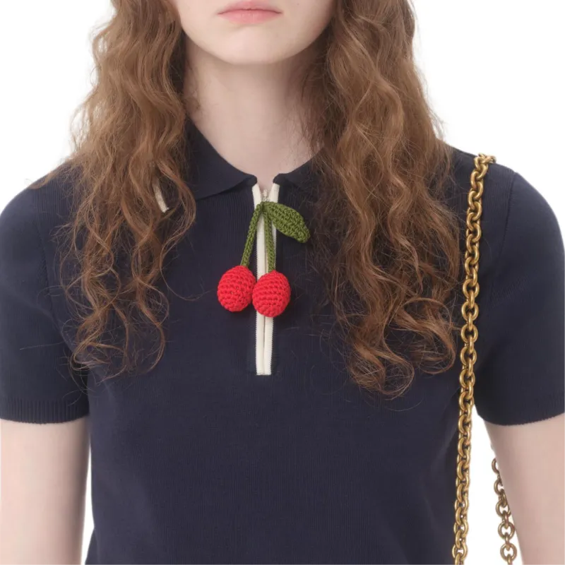 Valentino Cherry charm Polo Top-5