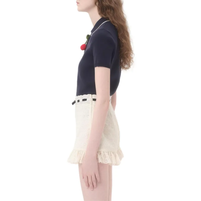 Valentino Cherry charm Polo Top-3