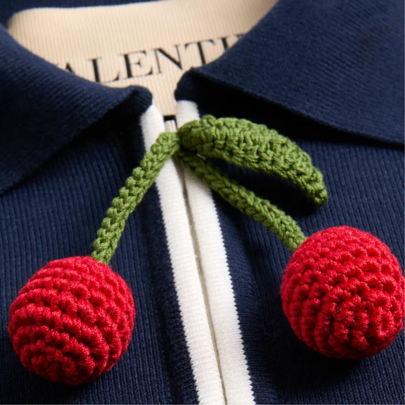 Valentino Cherry charm Polo Top-6