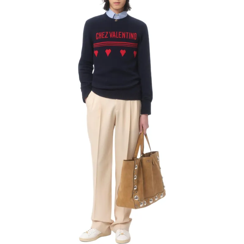 Valentino SS25 Chez Valentino Sweater Men's Blue Red-1