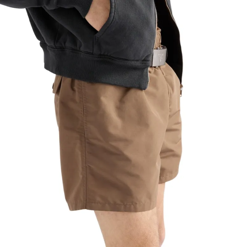 PRADA Swimming Shorts Men's Tree Leather Brown-4