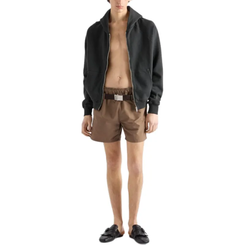 PRADA Swimming Shorts Men's Tree Leather Brown-1