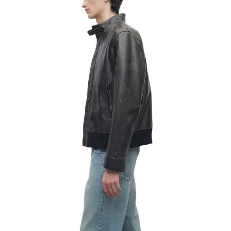 THE ROW Leather Jacket Men's Black-4