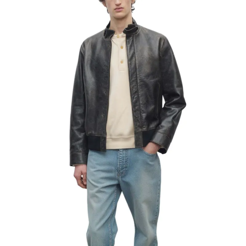 THE ROW Leather Jacket Men's Black-2