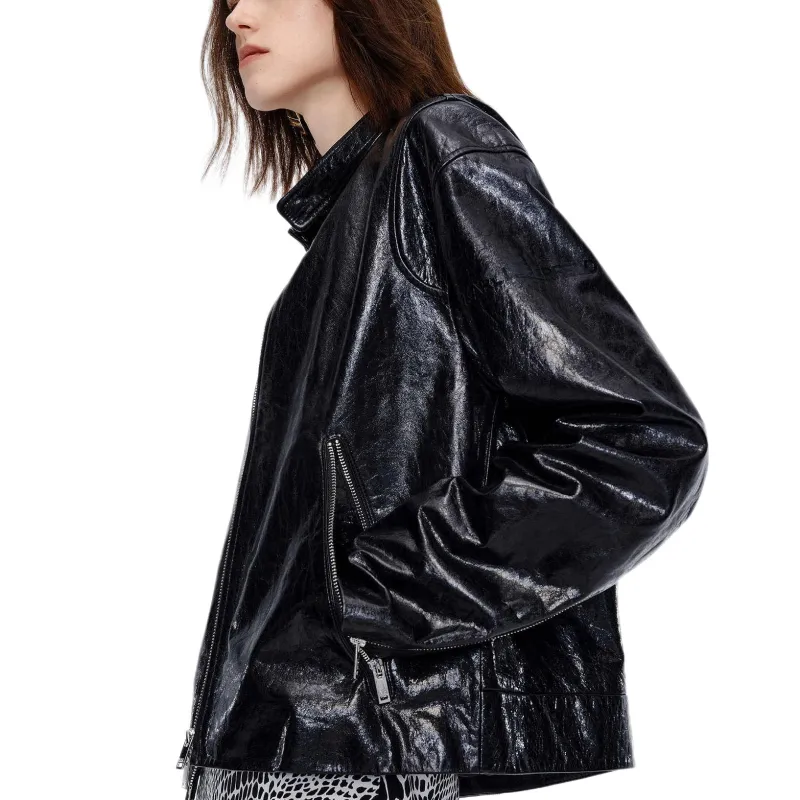KARL LAGERFELD SS25 Leather Jacket Women's Black-6