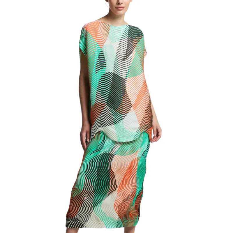ISSEY MIYAKE SS25 T Shirt Women's Green Orange Color-3