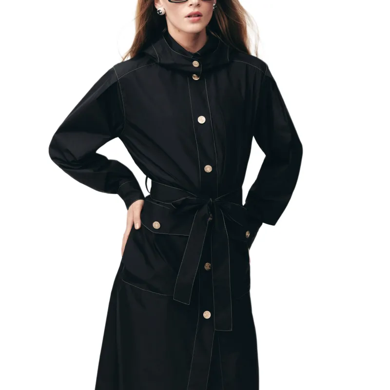 CHANEL Trench Coat Women's Black-1