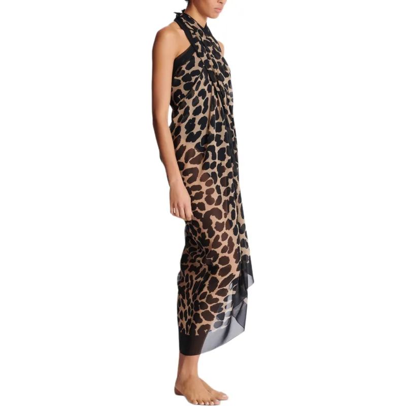 BALMAIN SS25 Wrap Skirt Women's Leopard Print-3