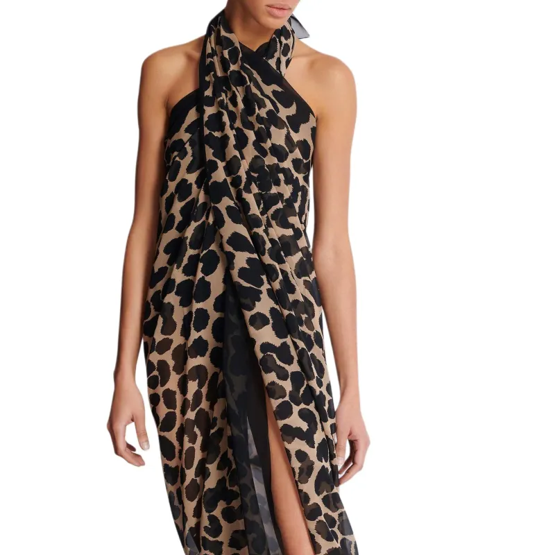 BALMAIN SS25 Wrap Skirt Women's Leopard Print-5