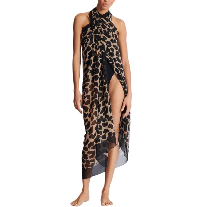 BALMAIN SS25 Wrap Skirt Women's Leopard Print-1