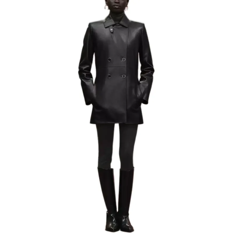 HERMES FW25 Leather Jacket Women's Black-1