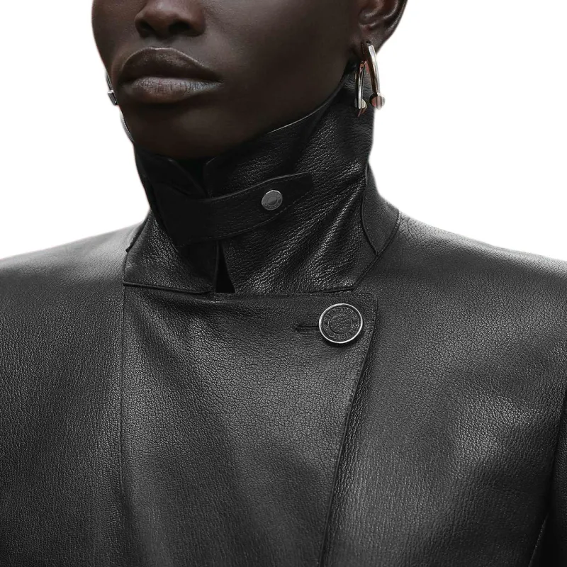 HERMES FW25 Leather Jacket Women's Black-5