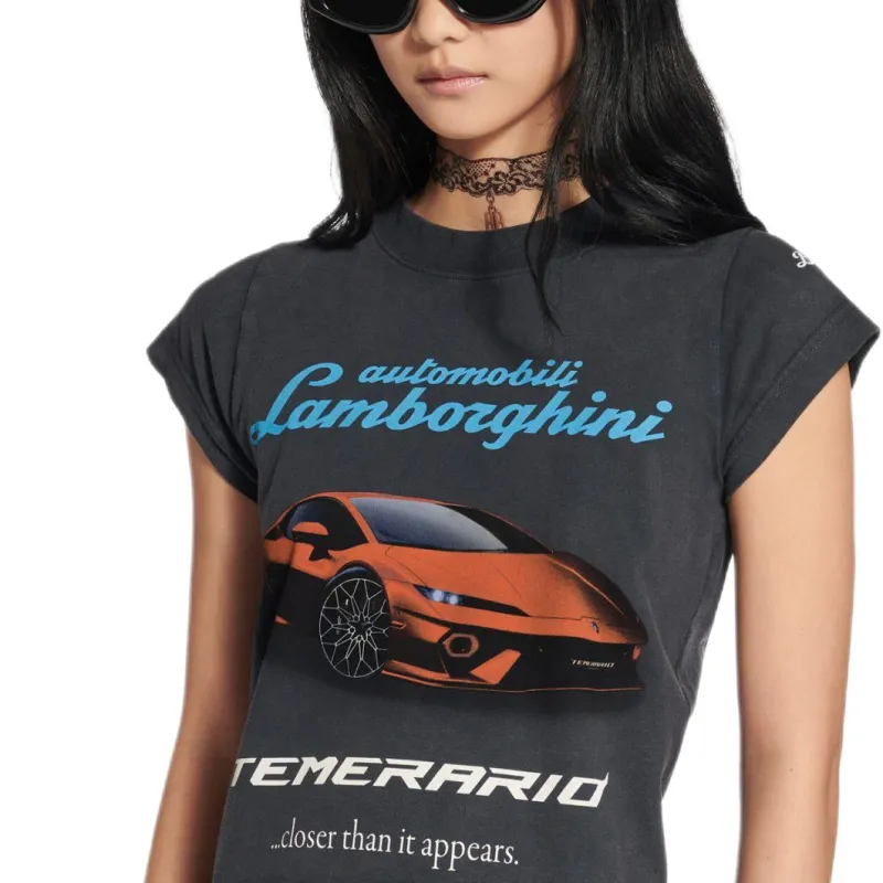 Balenciaga x Automobili Lamborghini Regular T Shirt Women's Black Slim Fit-5