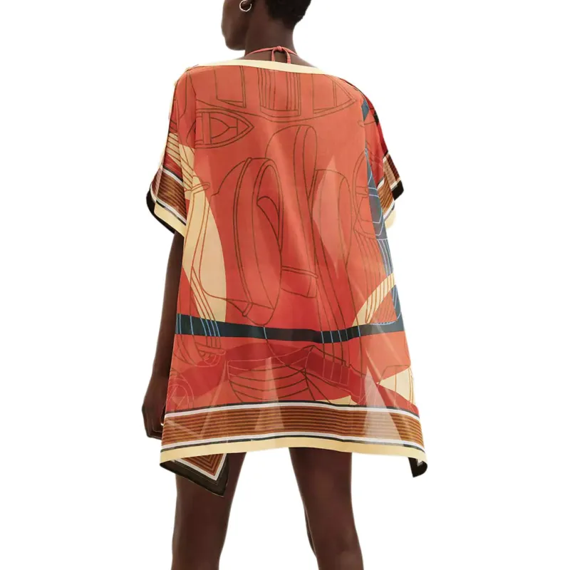 HERMES SS25 Shawl Women's Coral Orange-1