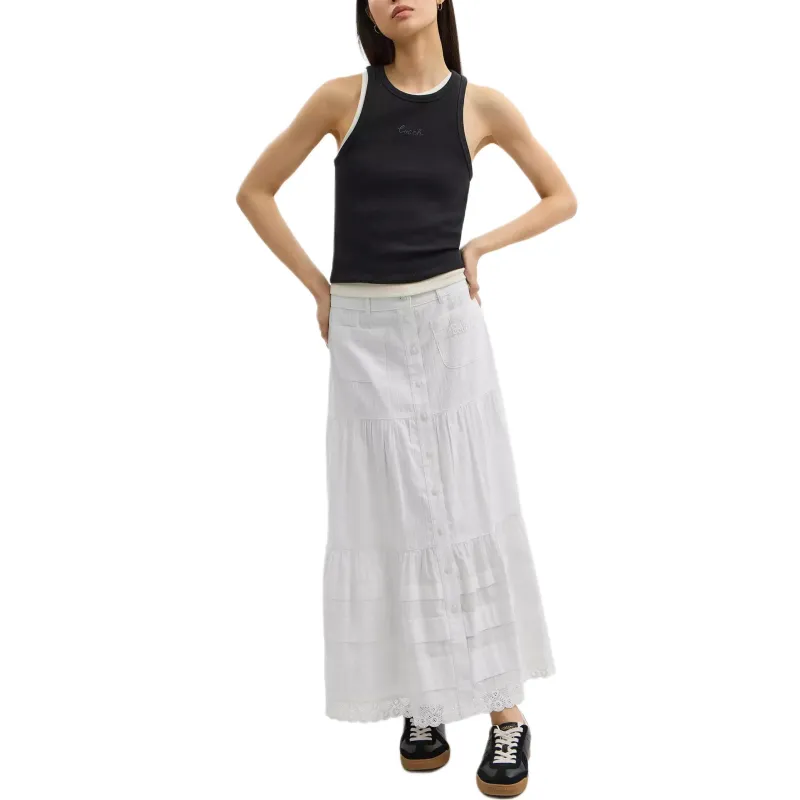 COACH SS25 Casual Long Skirt Women's White-1