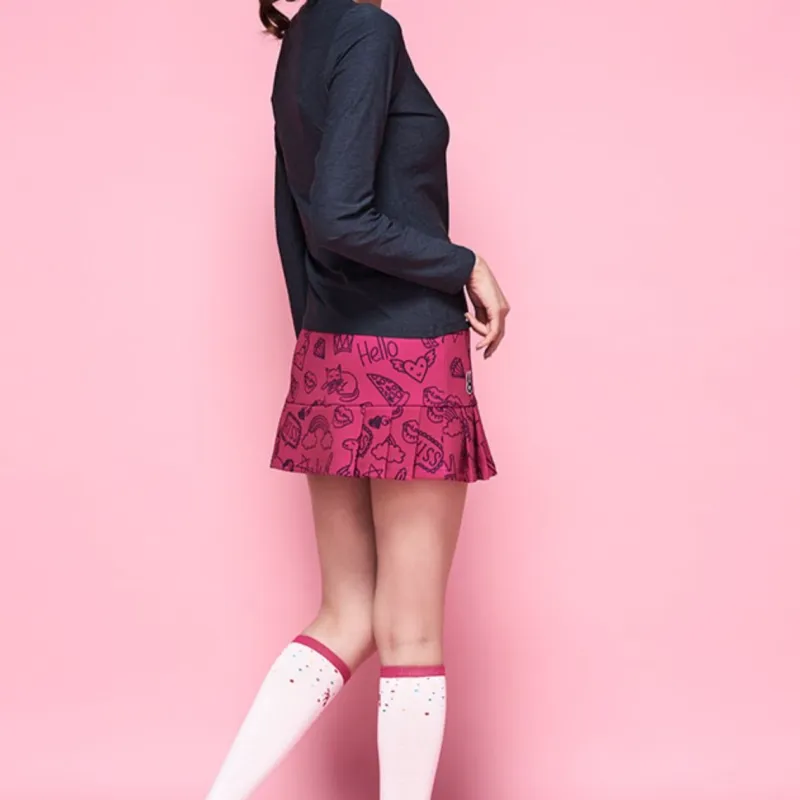 CORALIAN Casual Short Skirts Women's Dark Pink-3