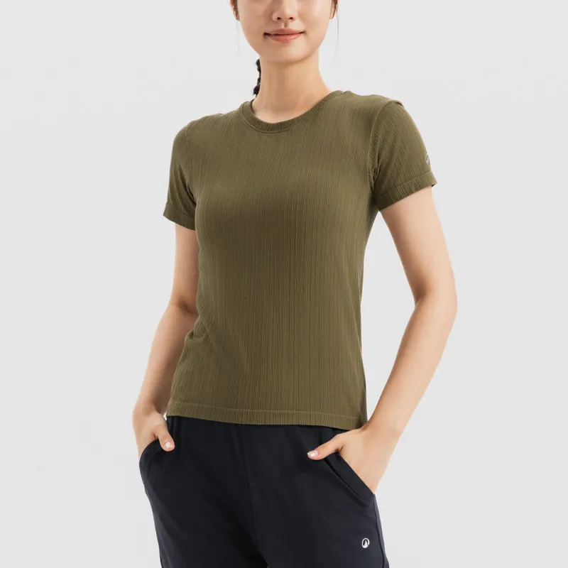 DECATHLON Yoga T Shirt Women's Golden Olive Green-3