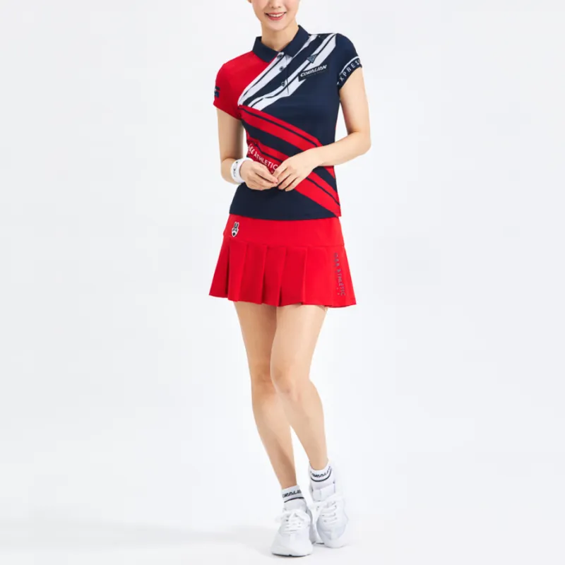 CORALIAN Polo Shirt Women's Red/Marine Blue/White-2