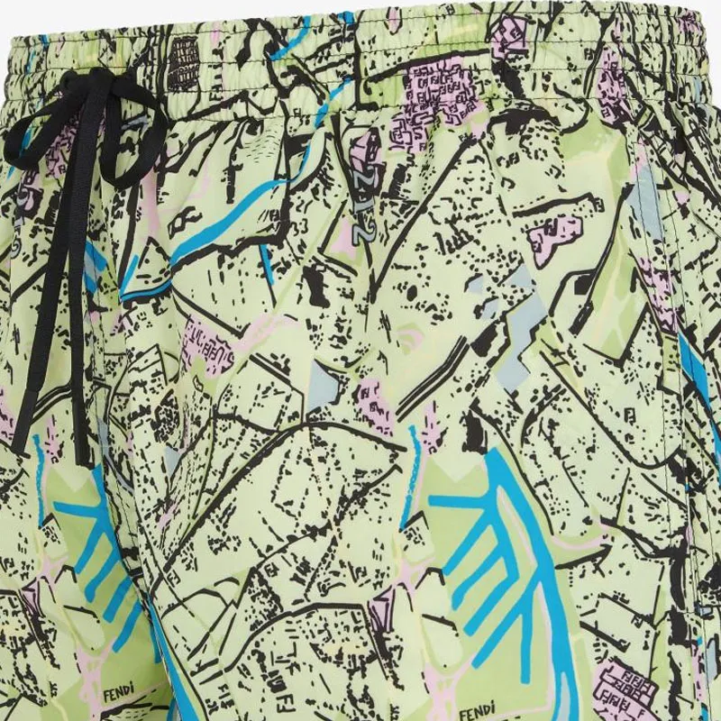 FENDI Map print Cargo Shorts-5